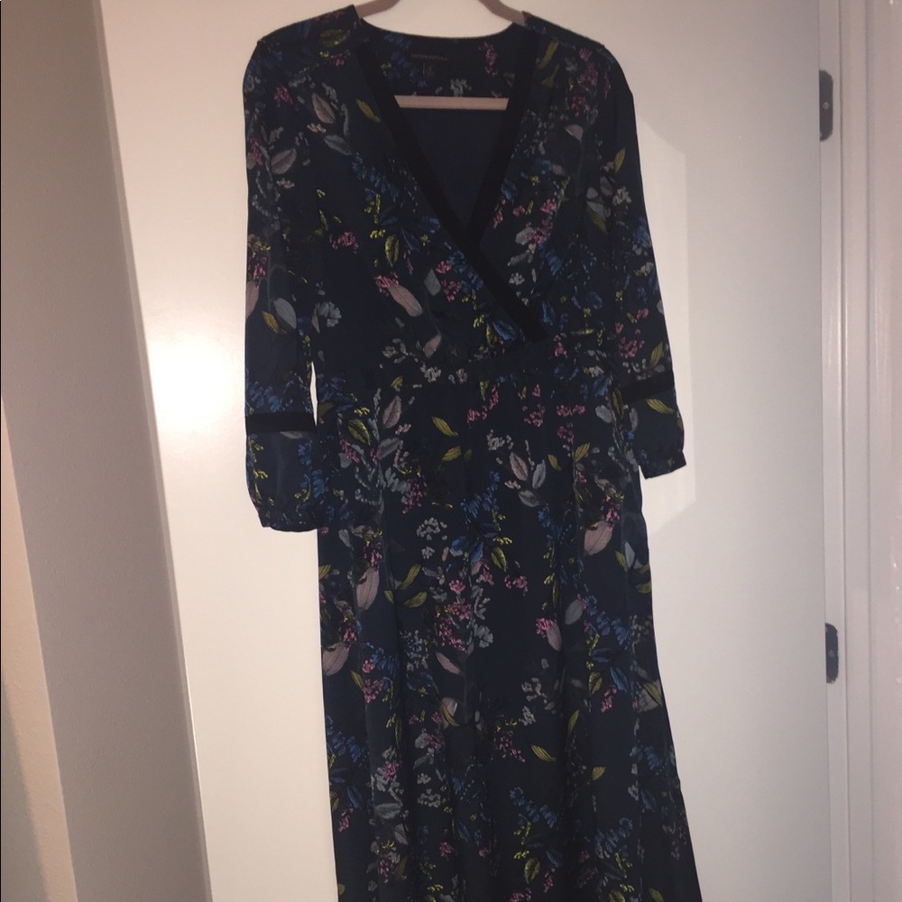 Long navy blue with design Dress. Banana Republic